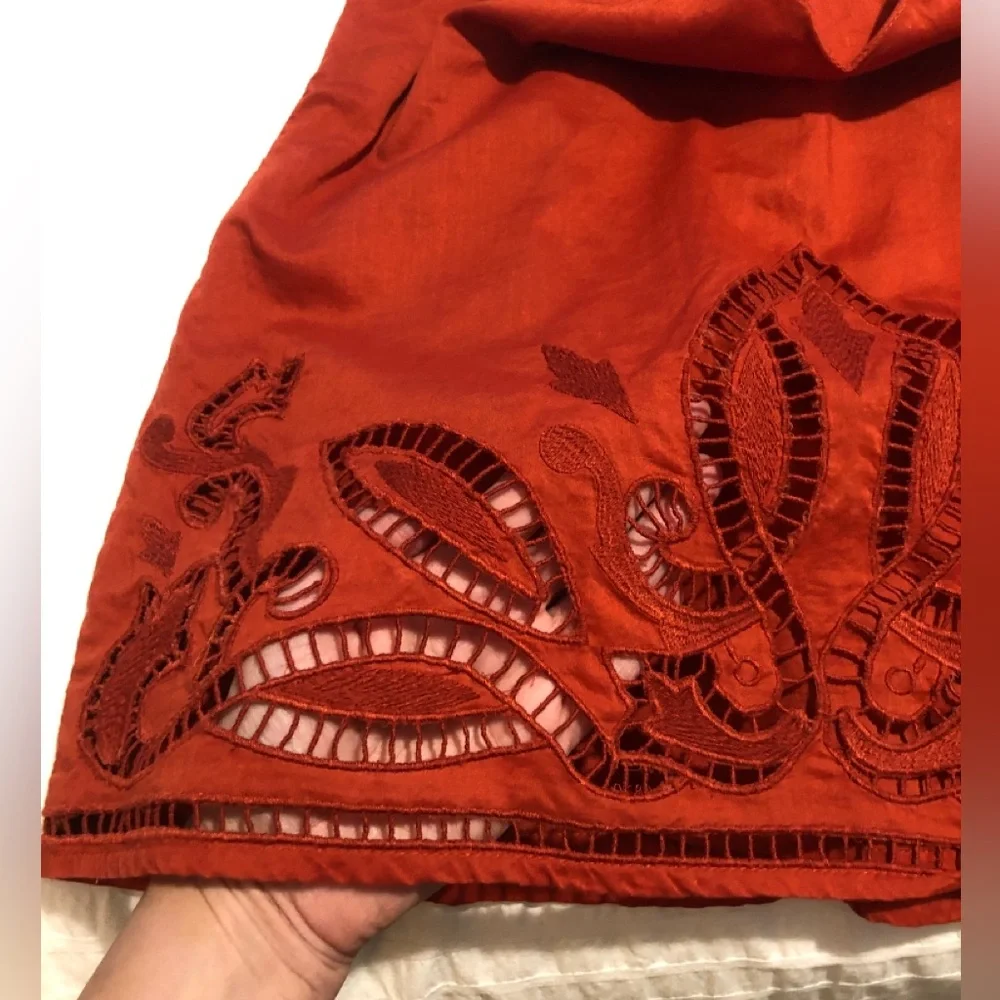 Banana Republic Orange Red Embroidered Strappy Sleeveless Summer Top v neck - Picture 4 of 10